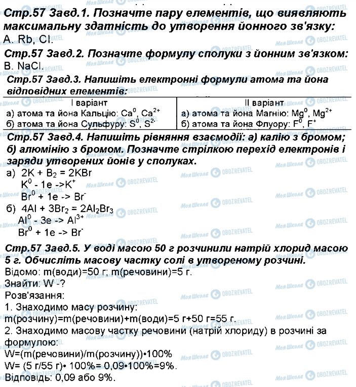 ГДЗ Хімія 8 клас сторінка 57