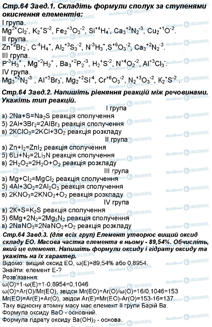 ГДЗ Хімія 8 клас сторінка 64