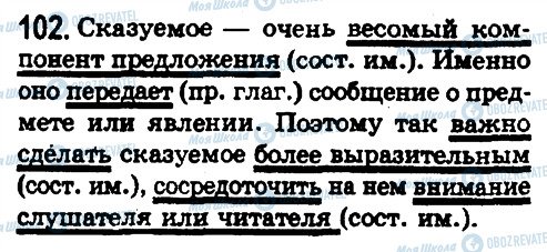 ГДЗ Російська мова 8 клас сторінка 102