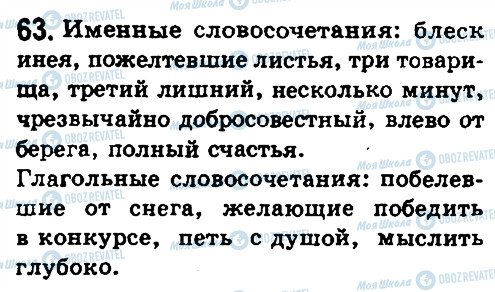 ГДЗ Російська мова 8 клас сторінка 63