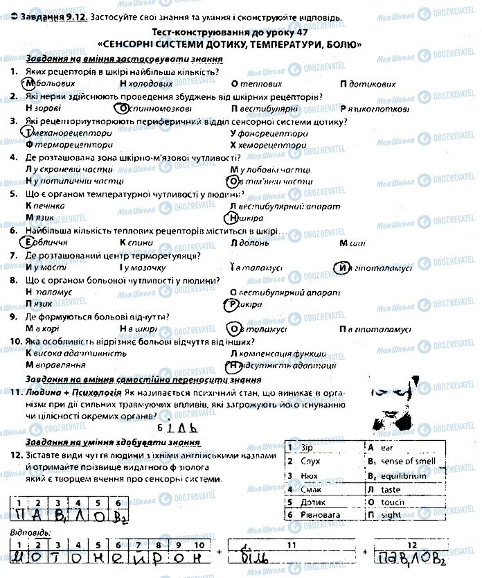 ГДЗ Біологія 8 клас сторінка 12