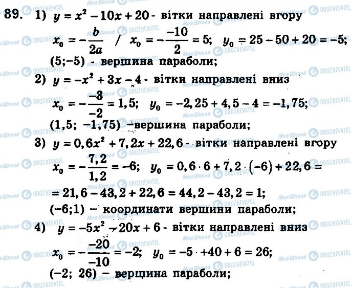 ГДЗ Алгебра 9 клас сторінка 89