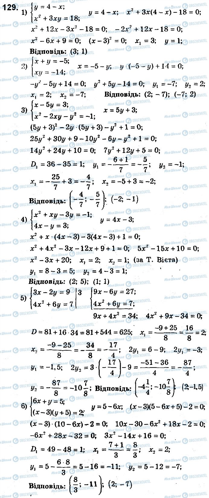 ГДЗ Алгебра 9 клас сторінка 129