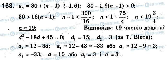 ГДЗ Алгебра 9 клас сторінка 168