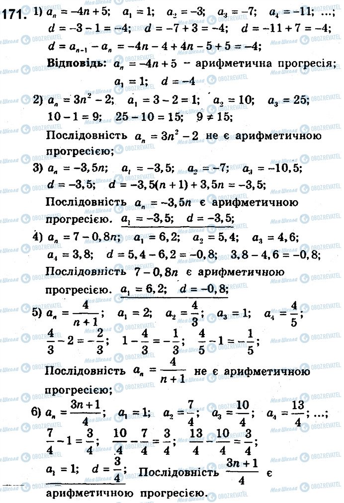 ГДЗ Алгебра 9 клас сторінка 171