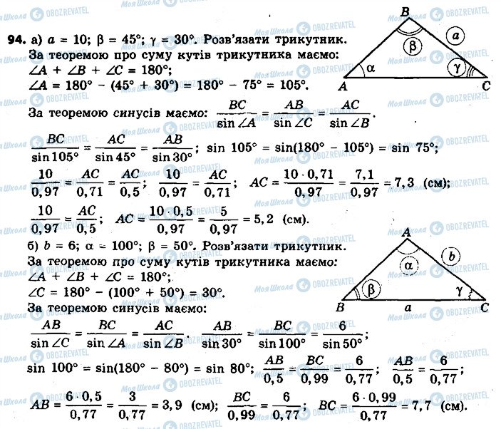 ГДЗ Геометрія 9 клас сторінка 94