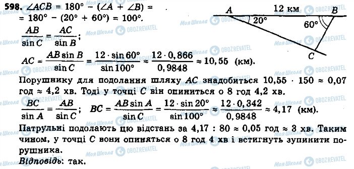 ГДЗ Геометрія 9 клас сторінка 598