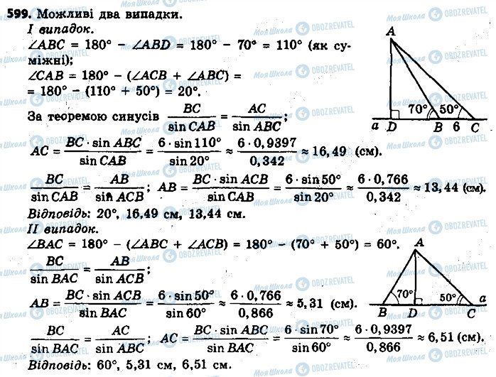 ГДЗ Геометрія 9 клас сторінка 599
