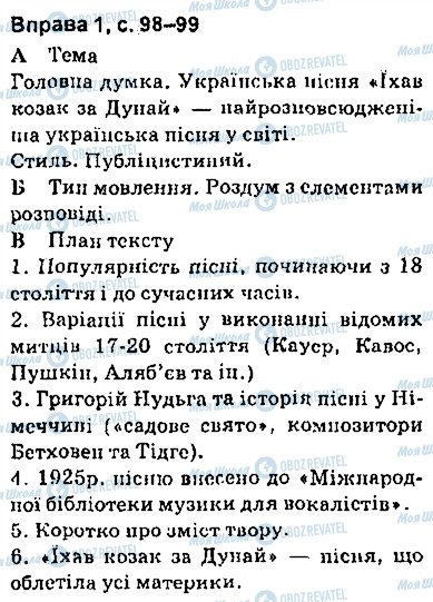 ГДЗ Українська мова 9 клас сторінка сторінка98