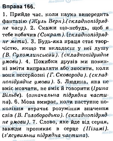 ГДЗ Українська мова 9 клас сторінка 166
