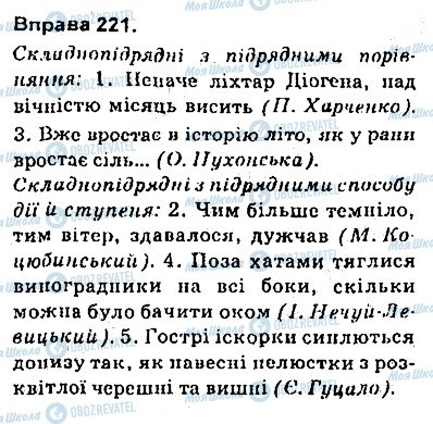 ГДЗ Українська мова 9 клас сторінка 221