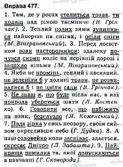 ГДЗ Українська мова 9 клас сторінка 477