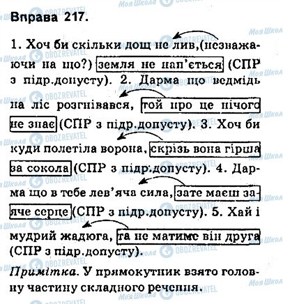 ГДЗ Українська мова 9 клас сторінка 217