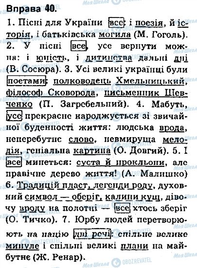 ГДЗ Українська мова 9 клас сторінка 40
