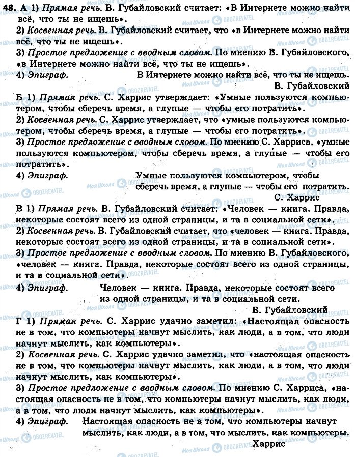 ГДЗ Російська мова 9 клас сторінка 48