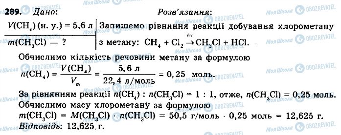 ГДЗ Хімія 9 клас сторінка 289