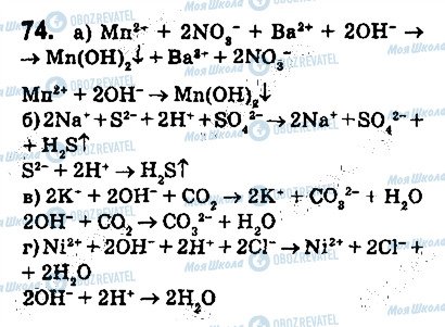 ГДЗ Хімія 9 клас сторінка 74