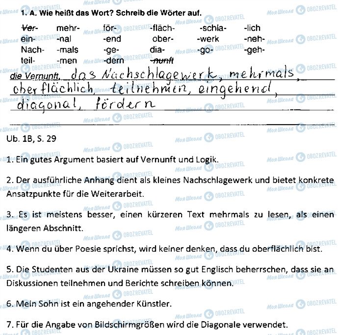 ГДЗ Німецька мова 9 клас сторінка ст29впр1