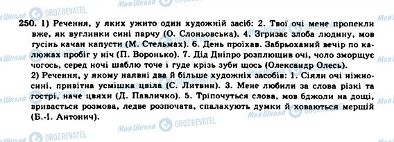 ГДЗ Українська мова 10 клас сторінка 250