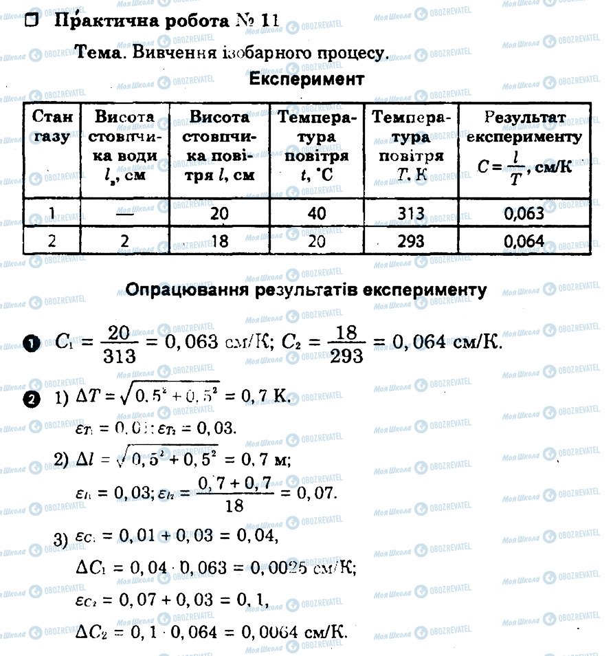 ГДЗ Фізика 10 клас сторінка ПР11