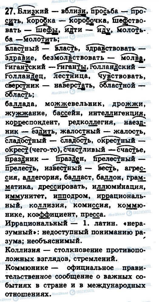 ГДЗ Російська мова 10 клас сторінка 27