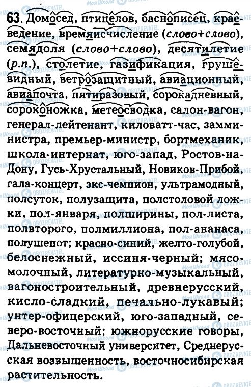 ГДЗ Російська мова 10 клас сторінка 63