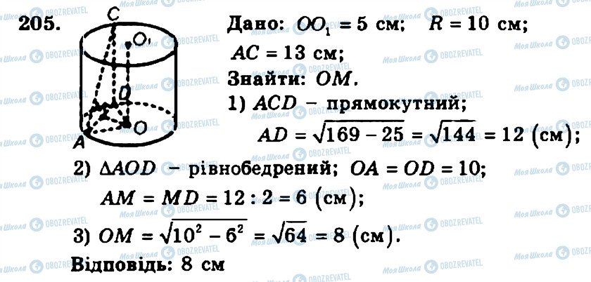 ГДЗ Геометрія 11 клас сторінка 205