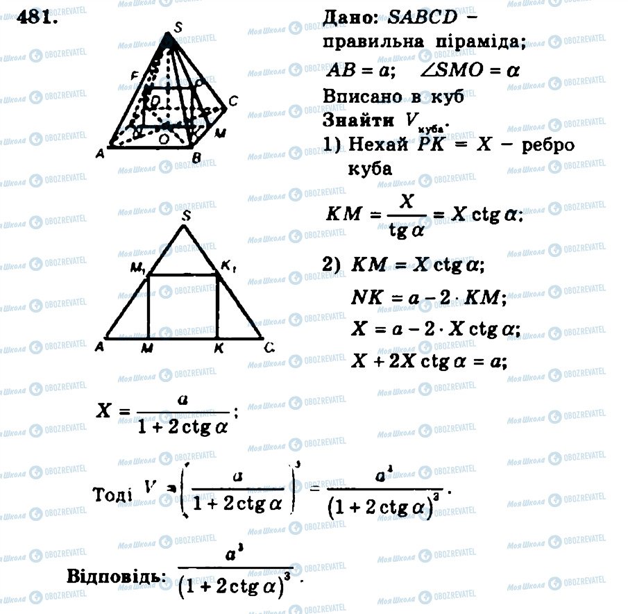 ГДЗ Геометрія 11 клас сторінка 481