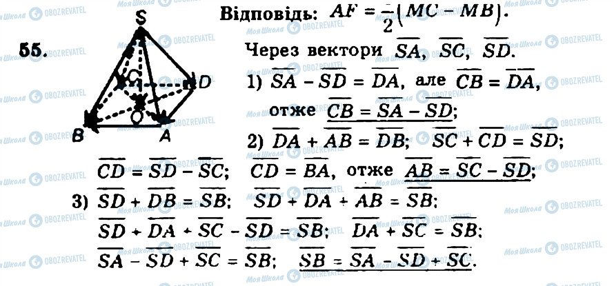 ГДЗ Геометрія 11 клас сторінка 55