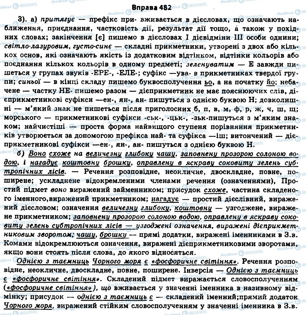 ГДЗ Українська мова 11 клас сторінка 482