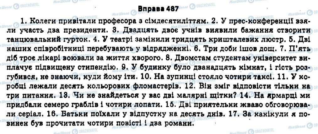 ГДЗ Укр мова 11 класс страница 487