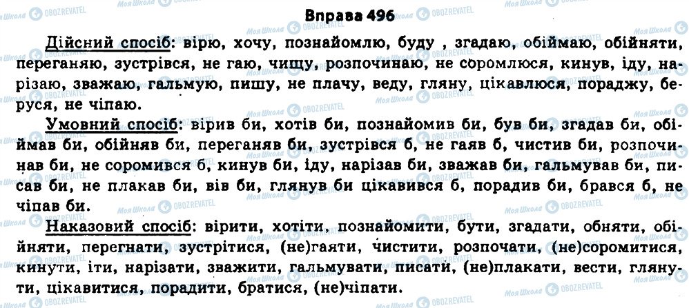 ГДЗ Українська мова 11 клас сторінка 496