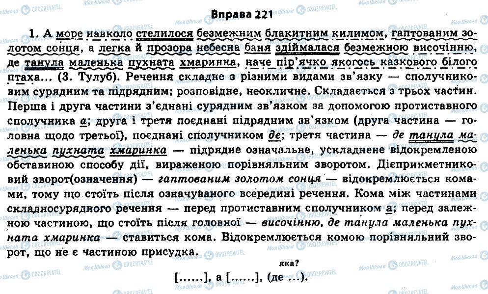 ГДЗ Українська мова 11 клас сторінка 221
