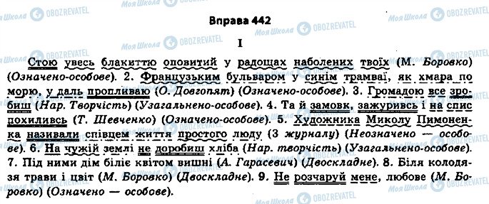 ГДЗ Українська мова 11 клас сторінка 442
