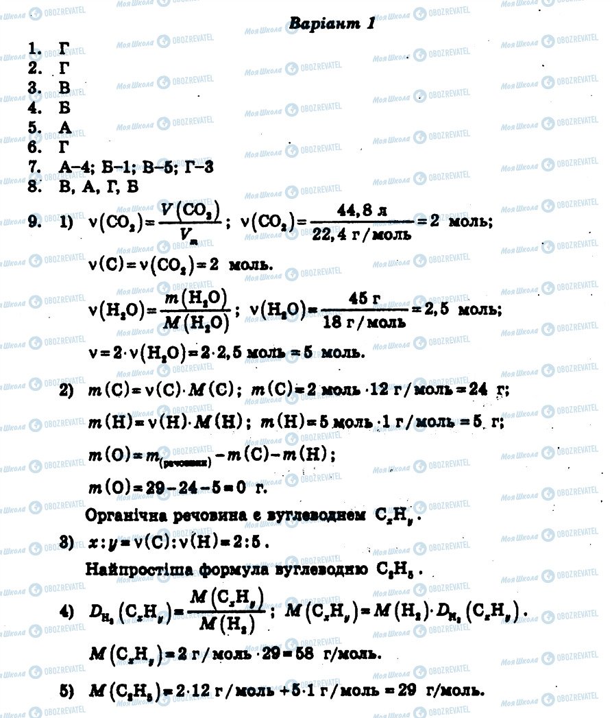 ГДЗ Хімія 11 клас сторінка КР1