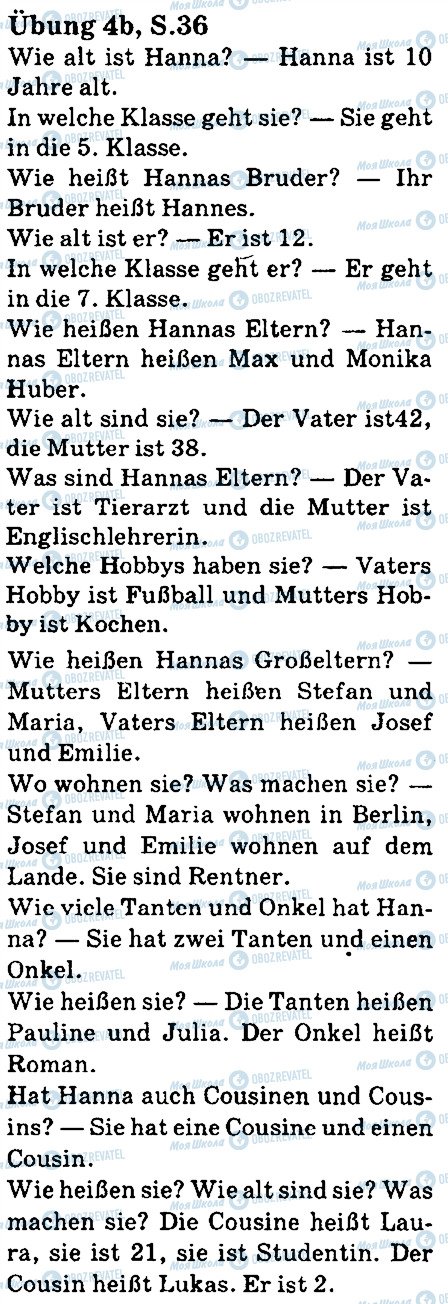 ГДЗ Німецька мова 5 клас сторінка стр36впр4