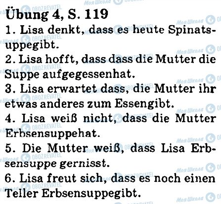 ГДЗ Німецька мова 5 клас сторінка стр119впр4