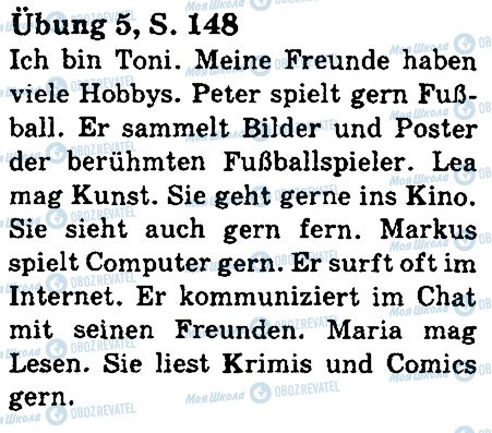 ГДЗ Немецкий язык 5 класс страница стр148впр5
