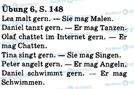 ГДЗ Німецька мова 5 клас сторінка стр148впр6