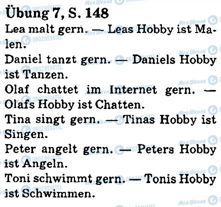 ГДЗ Німецька мова 5 клас сторінка стр148впр7