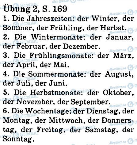 ГДЗ Німецька мова 5 клас сторінка стр169впр2