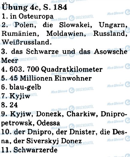 ГДЗ Німецька мова 5 клас сторінка стр184впр4