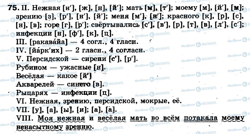 ГДЗ Російська мова 5 клас сторінка 75