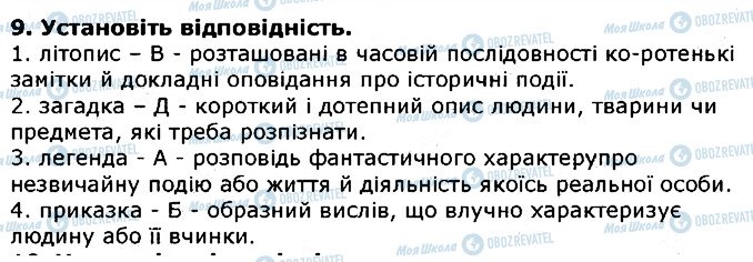 ГДЗ Українська література 5 клас сторінка 9