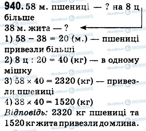 ГДЗ Математика 4 класс страница 940