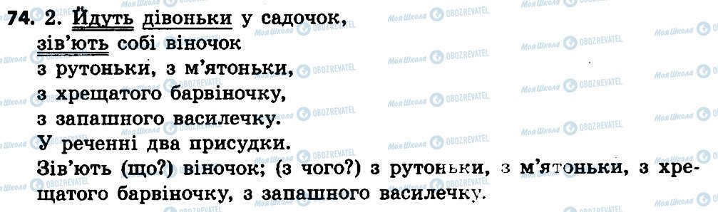 ГДЗ Українська мова 4 клас сторінка 74