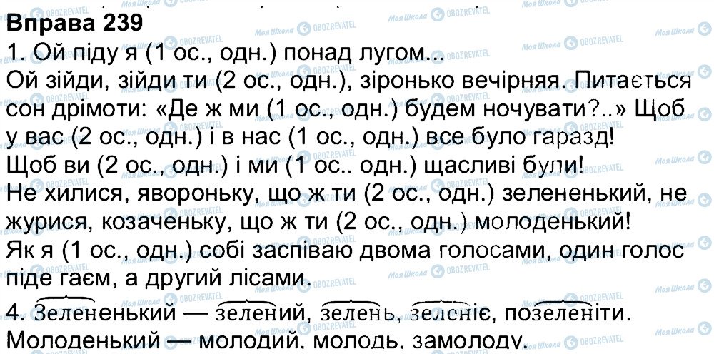 ГДЗ Українська мова 4 клас сторінка 239