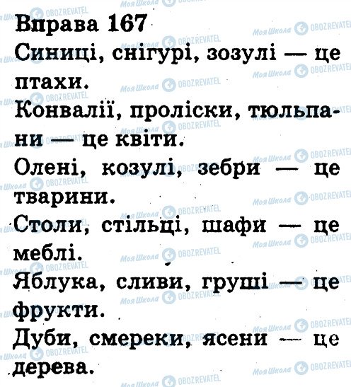 ГДЗ Українська мова 3 клас сторінка 167