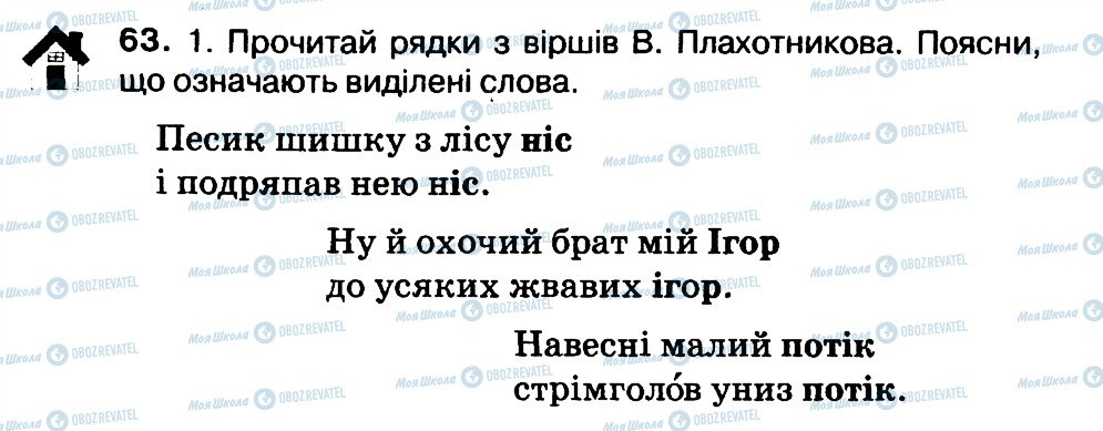 ГДЗ Українська мова 3 клас сторінка 63