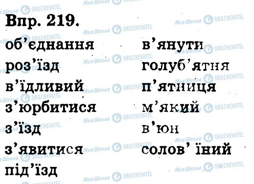 ГДЗ Українська мова 3 клас сторінка 219